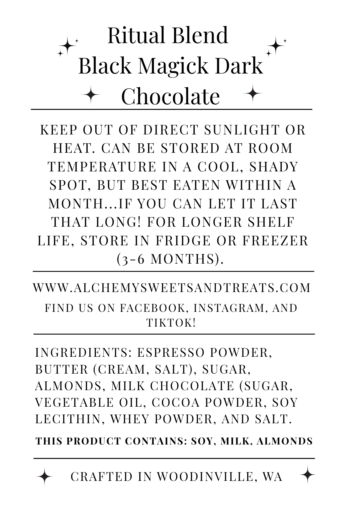 ✨8oz Ritual Blend: Black Magick Dark Chocolate Toffee✨