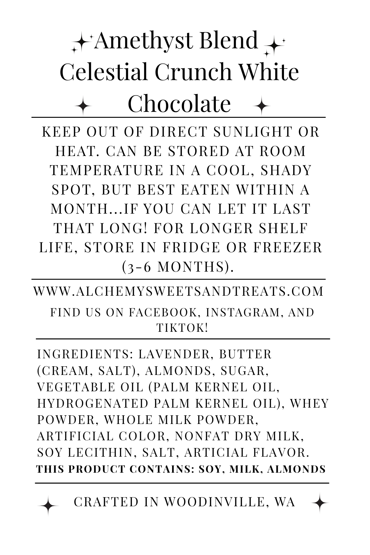 ✨4oz Amethyst Blend: Celestial Crunch White Chocolate Toffee✨