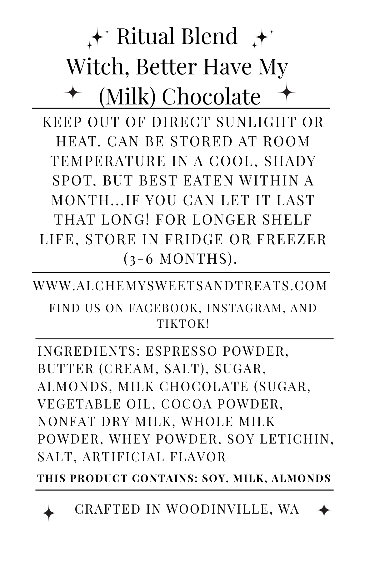 ✨4oz Ritual Blend: Witch, Better Have My (Milk) Chocolate Toffee✨