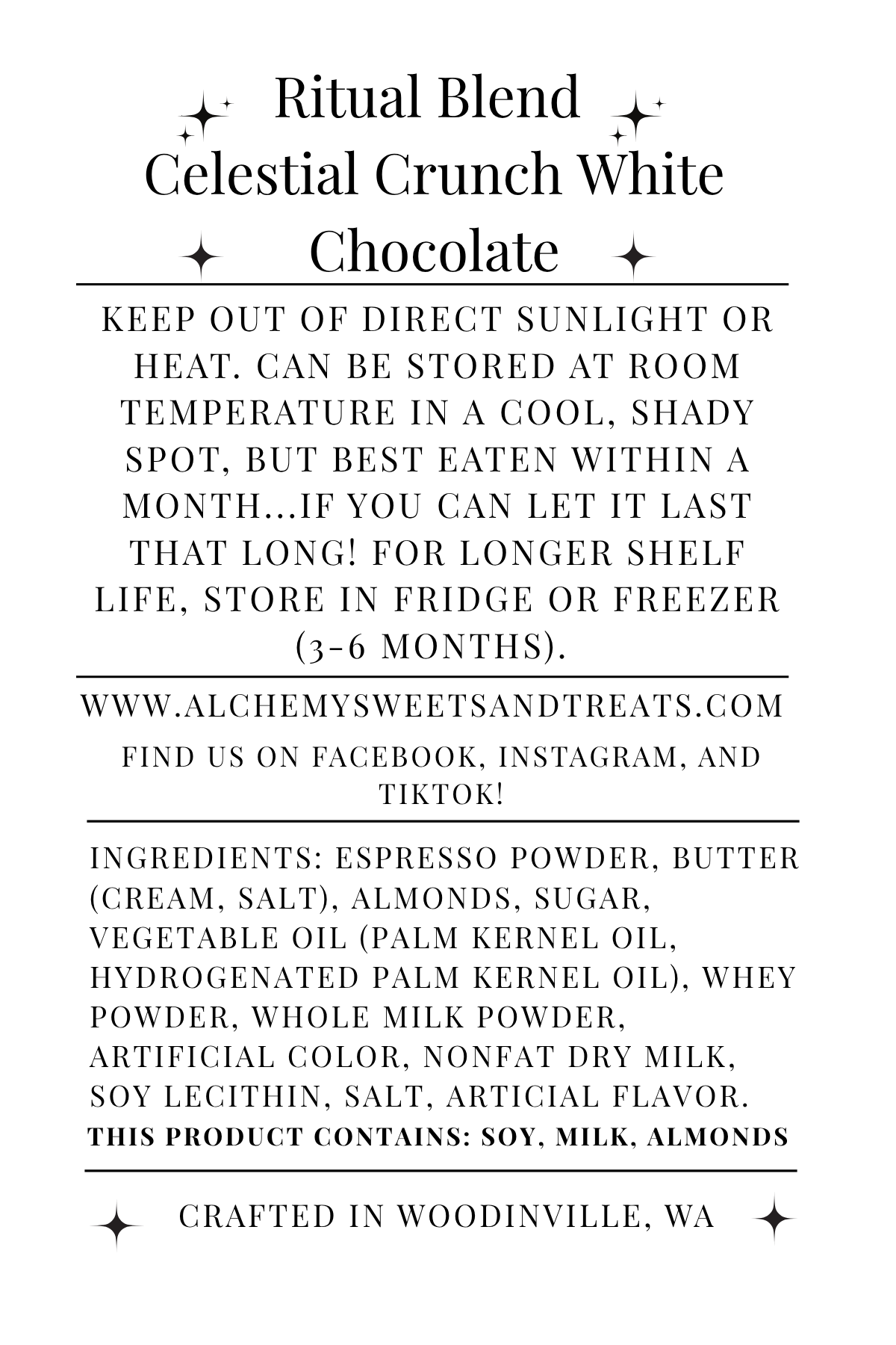 ✨4oz Ritual Blend: Celestial Crunch White Chocolate Toffee✨