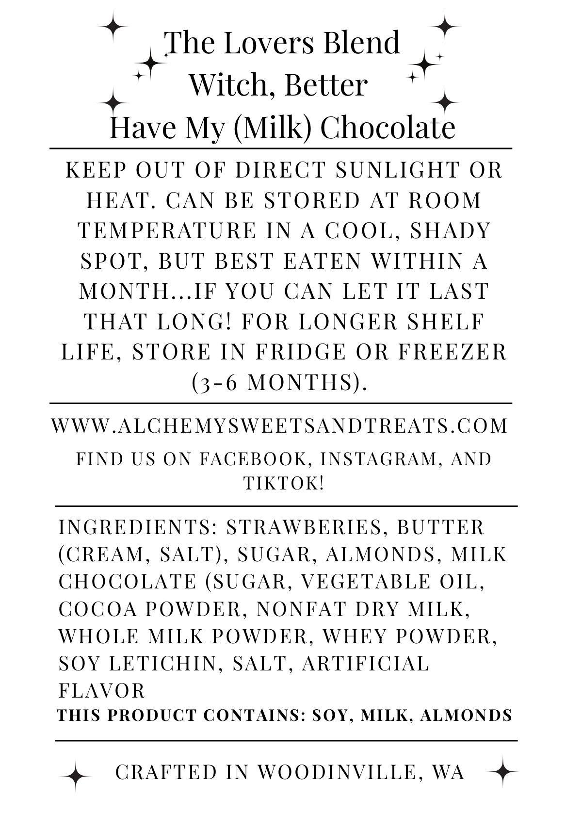 ✨4oz The Lovers Blend: Witch, Better Have My (Milk) Chocolate Toffee✨